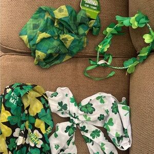 Green and White Shamrock Accessories Set